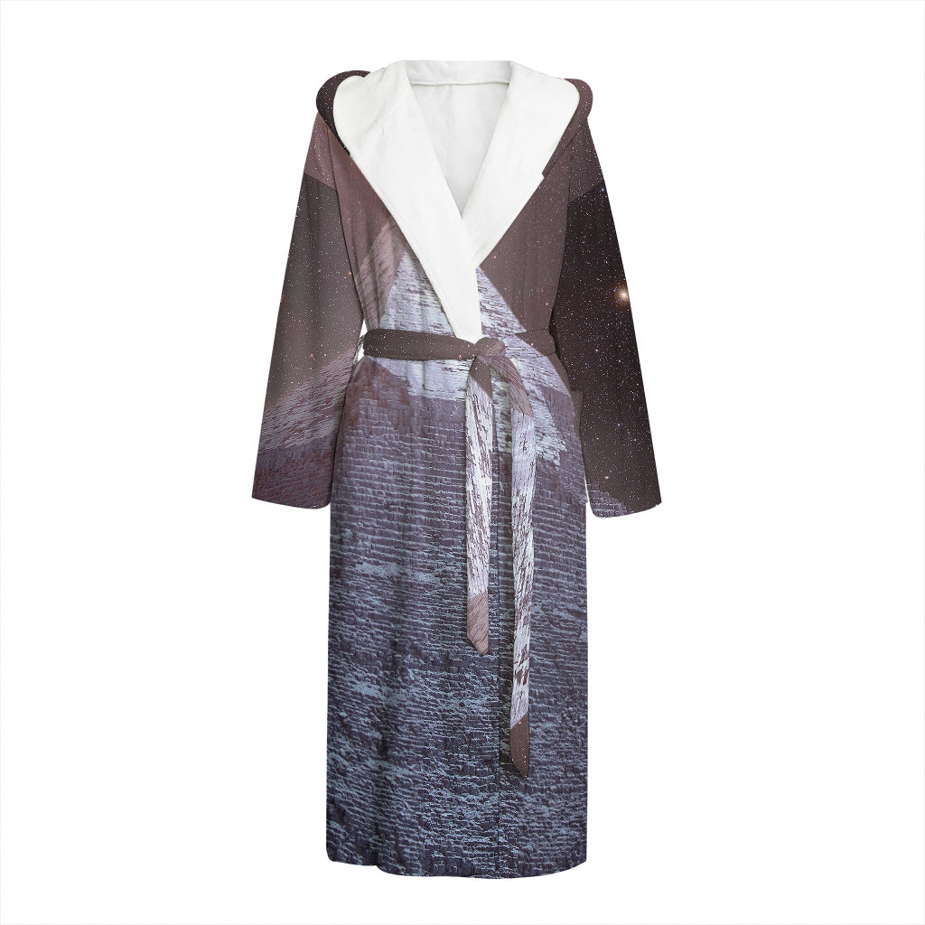 Giza Pyramid Print Hooded Bathrobe