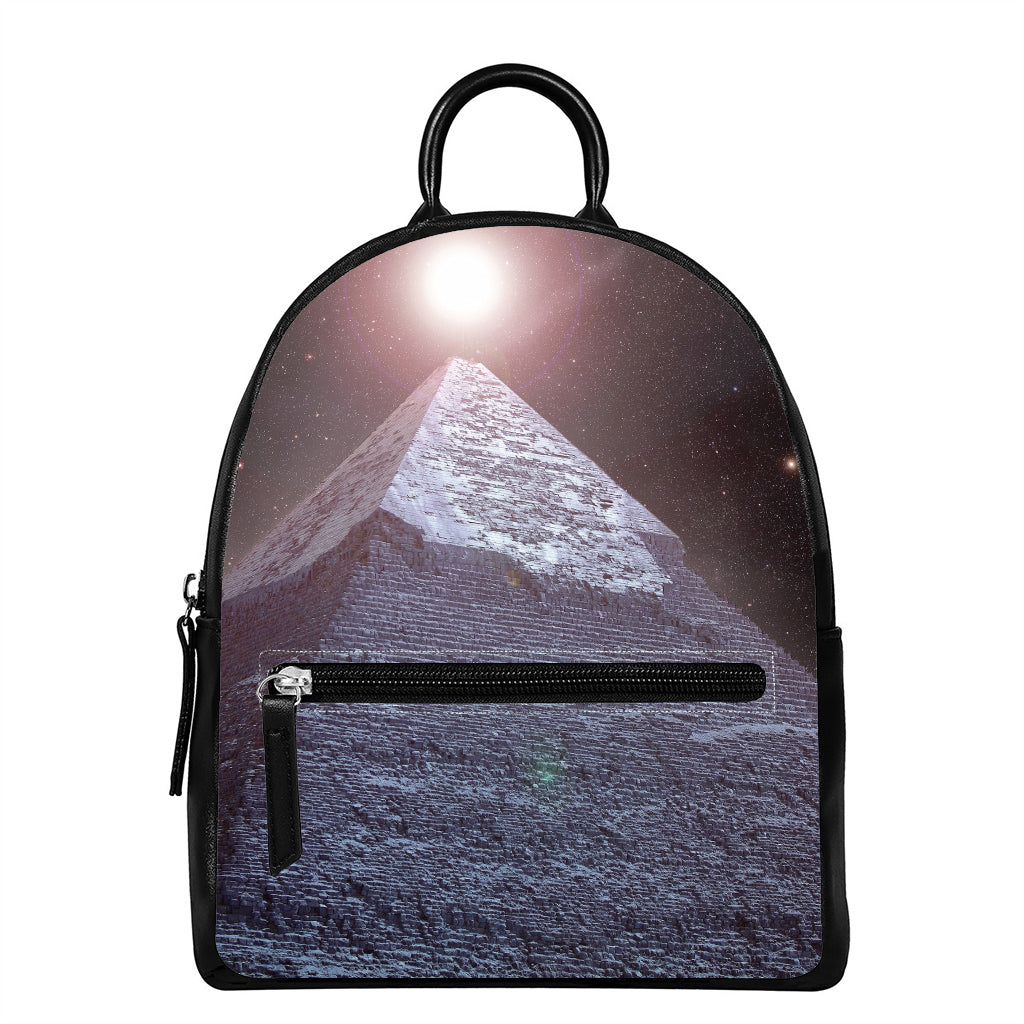 Giza Pyramid Print Leather Backpack