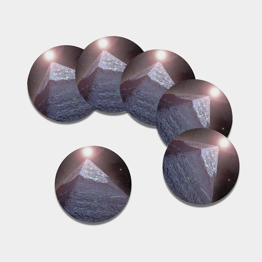 Giza Pyramid Print Leather Coaster Set