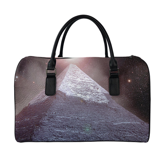 Giza Pyramid Print Leather Duffle Bag