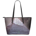 Giza Pyramid Print Leather Tote Bag With Zipper