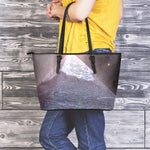 Giza Pyramid Print Leather Tote Bag