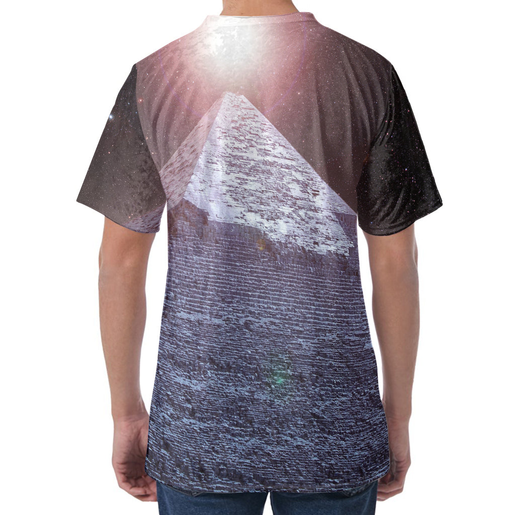 Giza Pyramid Print Men's Velvet T-Shirt