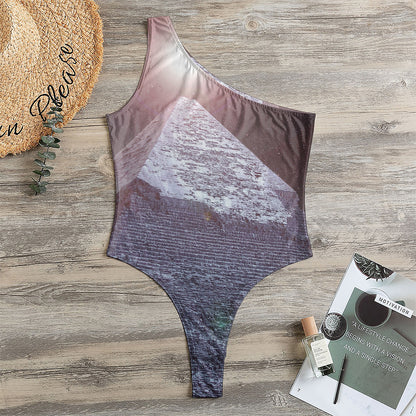Giza Pyramid Print One Shoulder Bodysuit