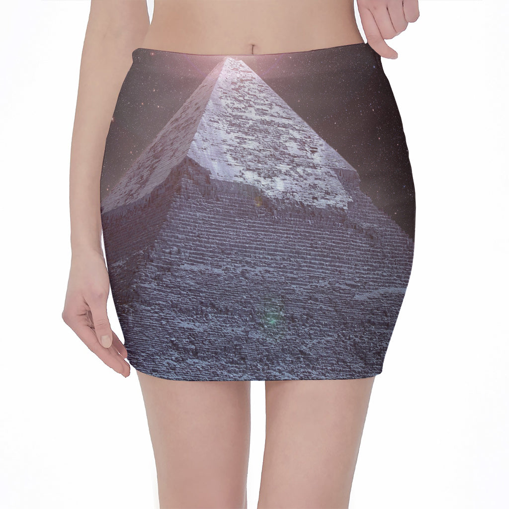 Giza Pyramid Print Pencil Mini Skirt