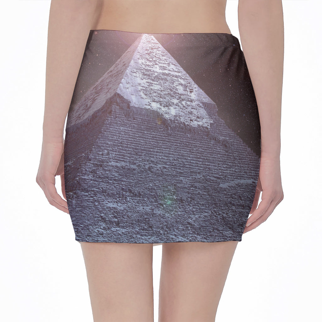 Giza Pyramid Print Pencil Mini Skirt