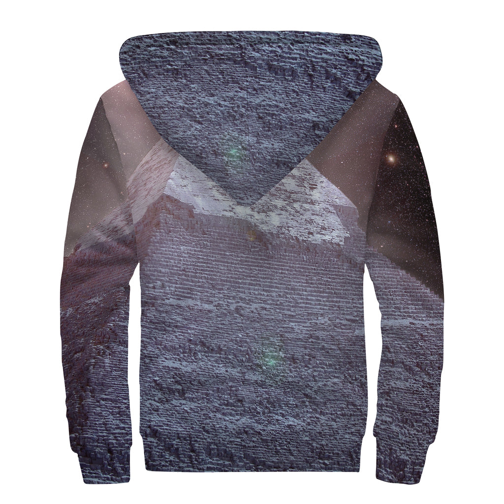 Giza Pyramid Print Sherpa Lined Zip Up Hoodie