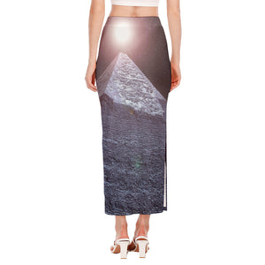 Giza Pyramid Print Side Slit Maxi Skirt