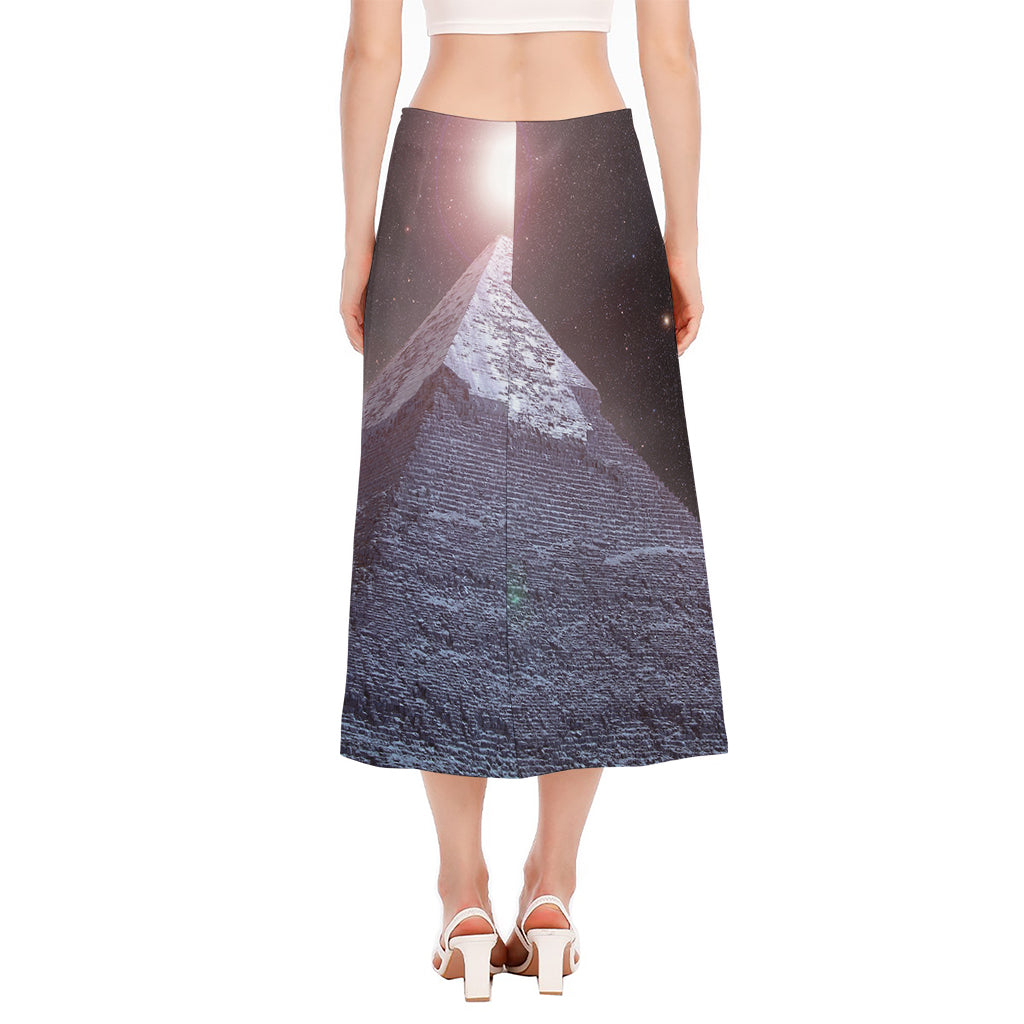 Giza Pyramid Print Side Slit Midi Skirt