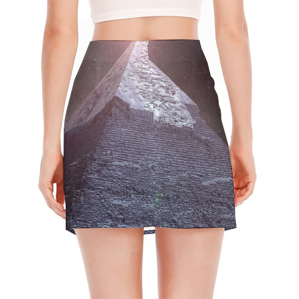 Giza Pyramid Print Side Slit Mini Skirt