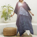 Giza Pyramid Print Silk V-Neck Kaftan Dress