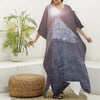 Giza Pyramid Print Silk V-Neck Kaftan Dress