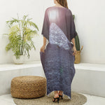 Giza Pyramid Print Silk V-Neck Kaftan Dress