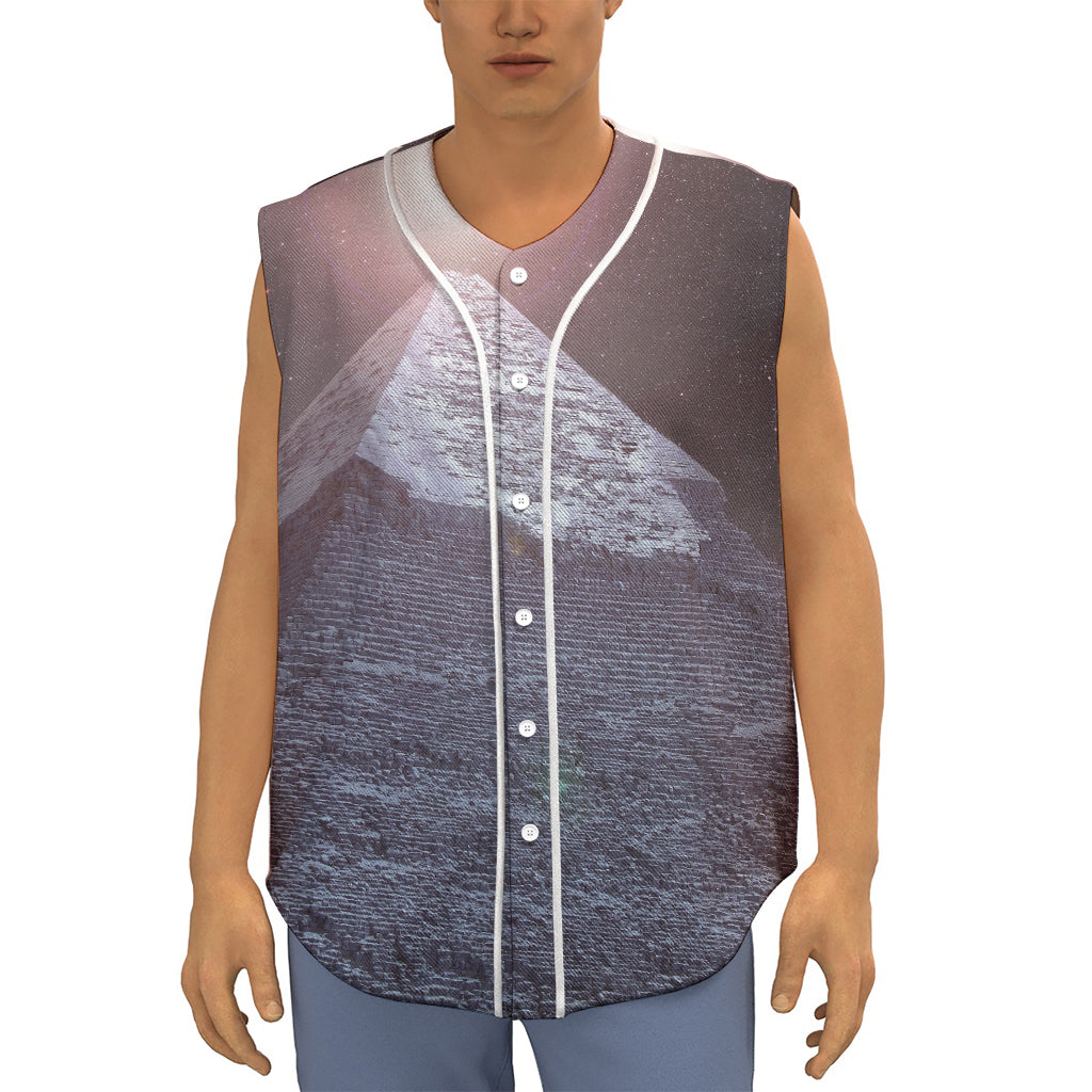 Giza Pyramid Print Sleeveless Baseball Jersey