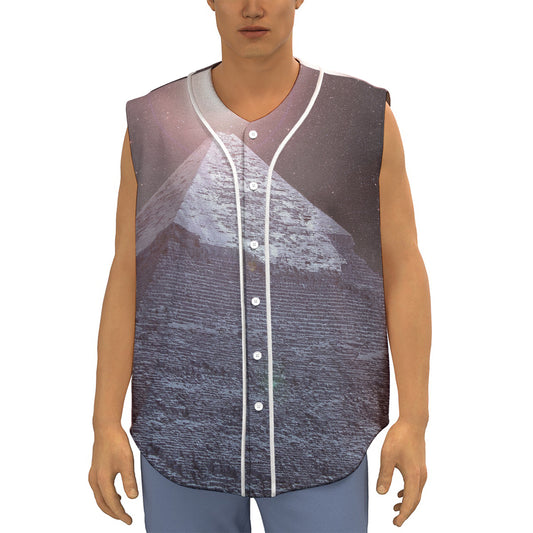 Giza Pyramid Print Sleeveless Baseball Jersey