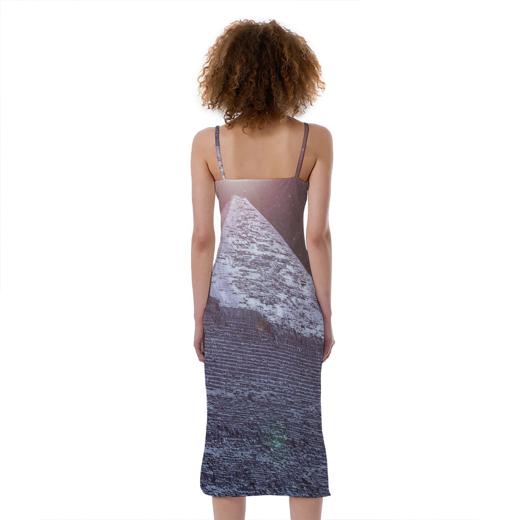 Giza Pyramid Print Slim Fit Midi Cami Dress