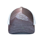 Giza Pyramid Print White Mesh Trucker Cap