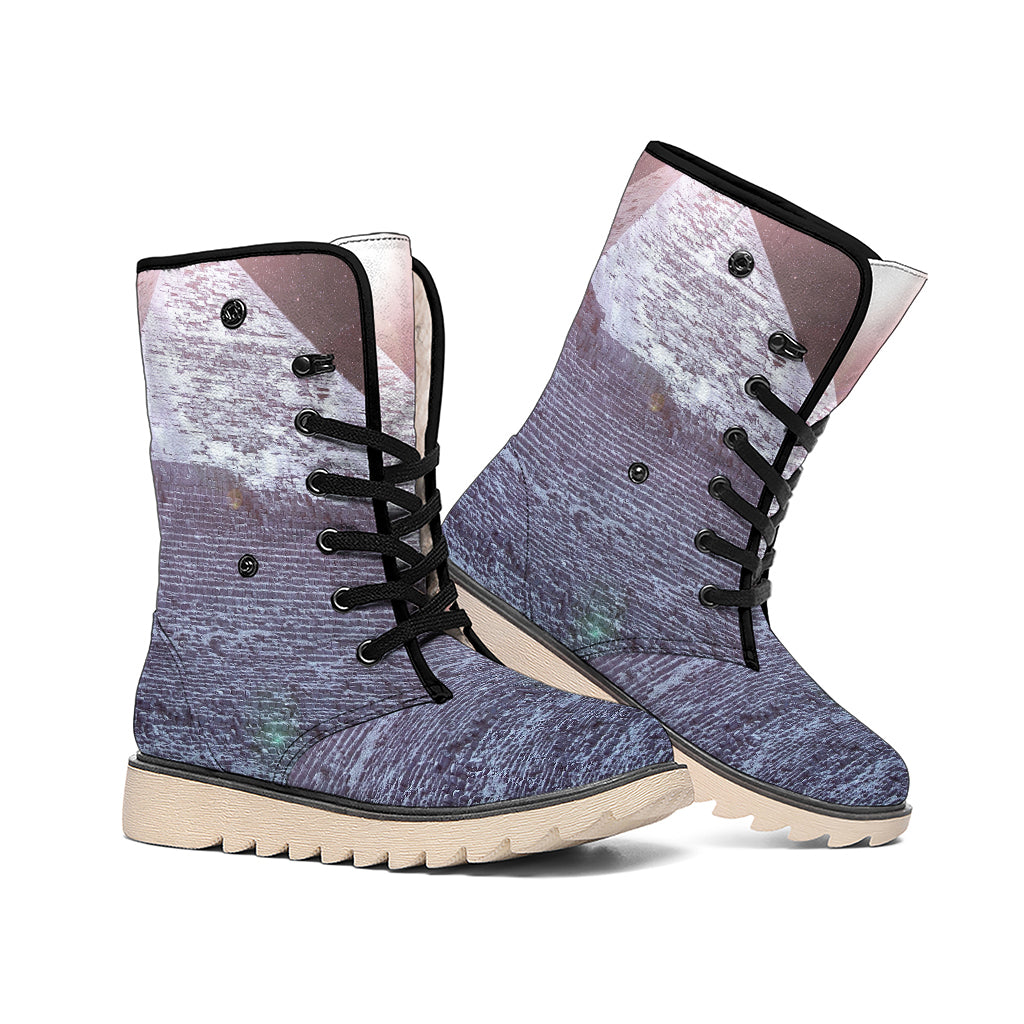 Giza Pyramid Print Winter Boots