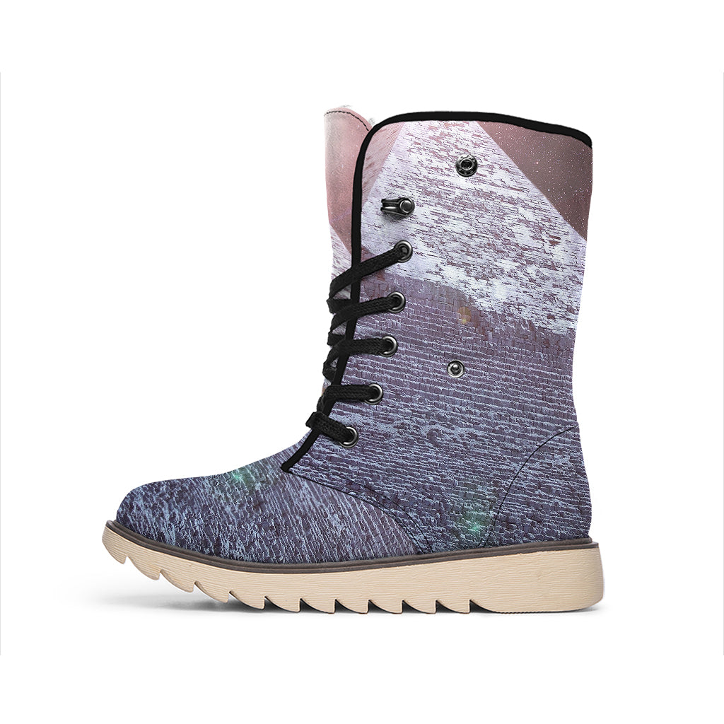 Giza Pyramid Print Winter Boots