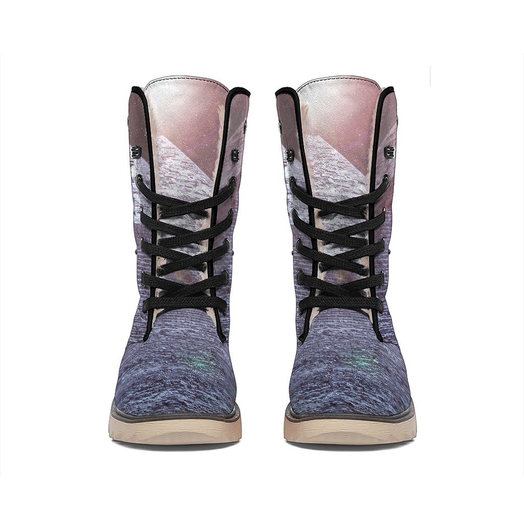 Giza Pyramid Print Winter Boots