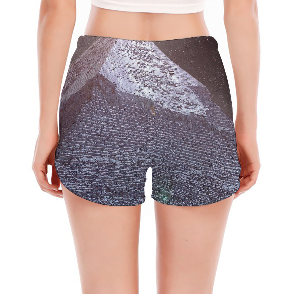 Giza Pyramid Print Women's Split Running Shorts