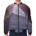 Giza Pyramid Print Zip Sleeve Bomber Jacket