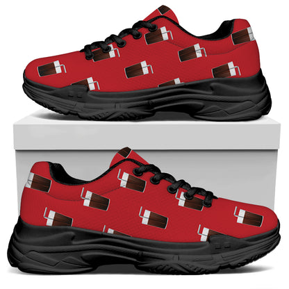 Glass Of Cola Pattern Print Black Chunky Shoes