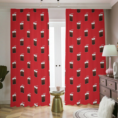 Glass Of Cola Pattern Print Blackout Pencil Pleat Curtains