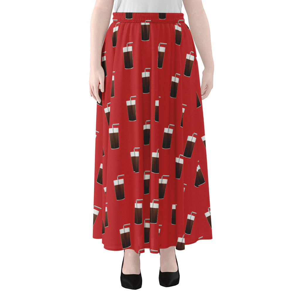 Glass Of Cola Pattern Print Chiffon Maxi Skirt