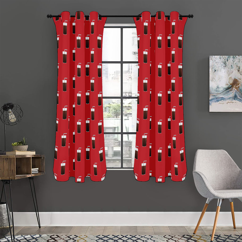 Glass Of Cola Pattern Print Curtain