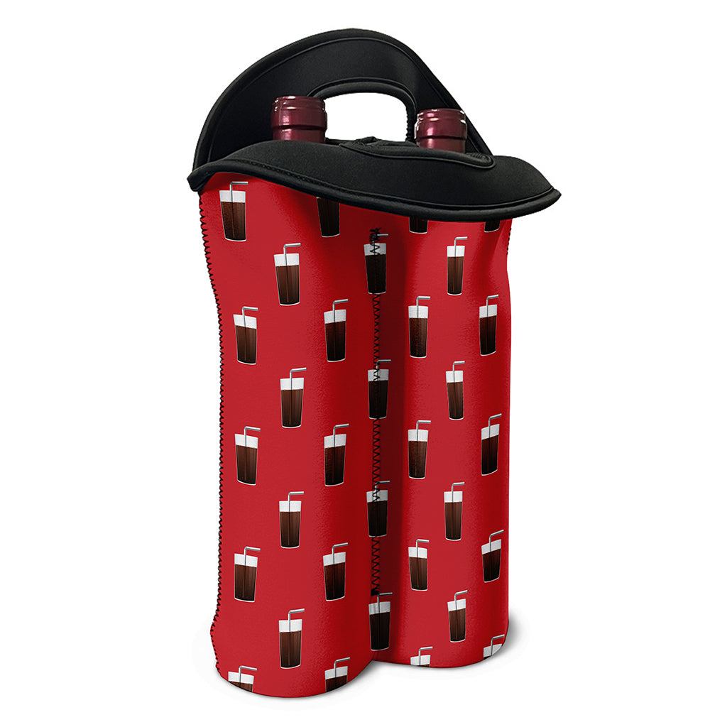 Glass Of Cola Pattern Print Double Neoprene Wine Tote