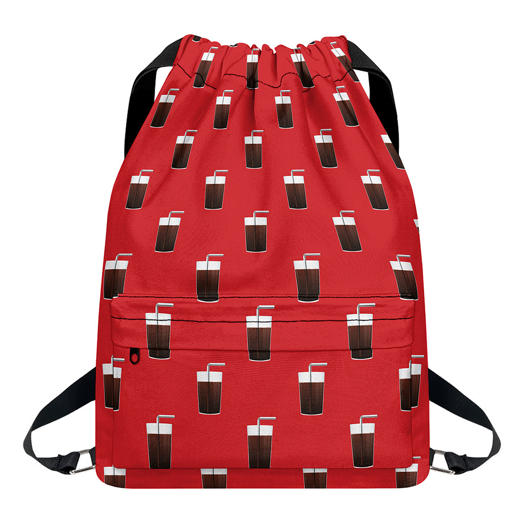 Glass Of Cola Pattern Print Drawstring Backpack