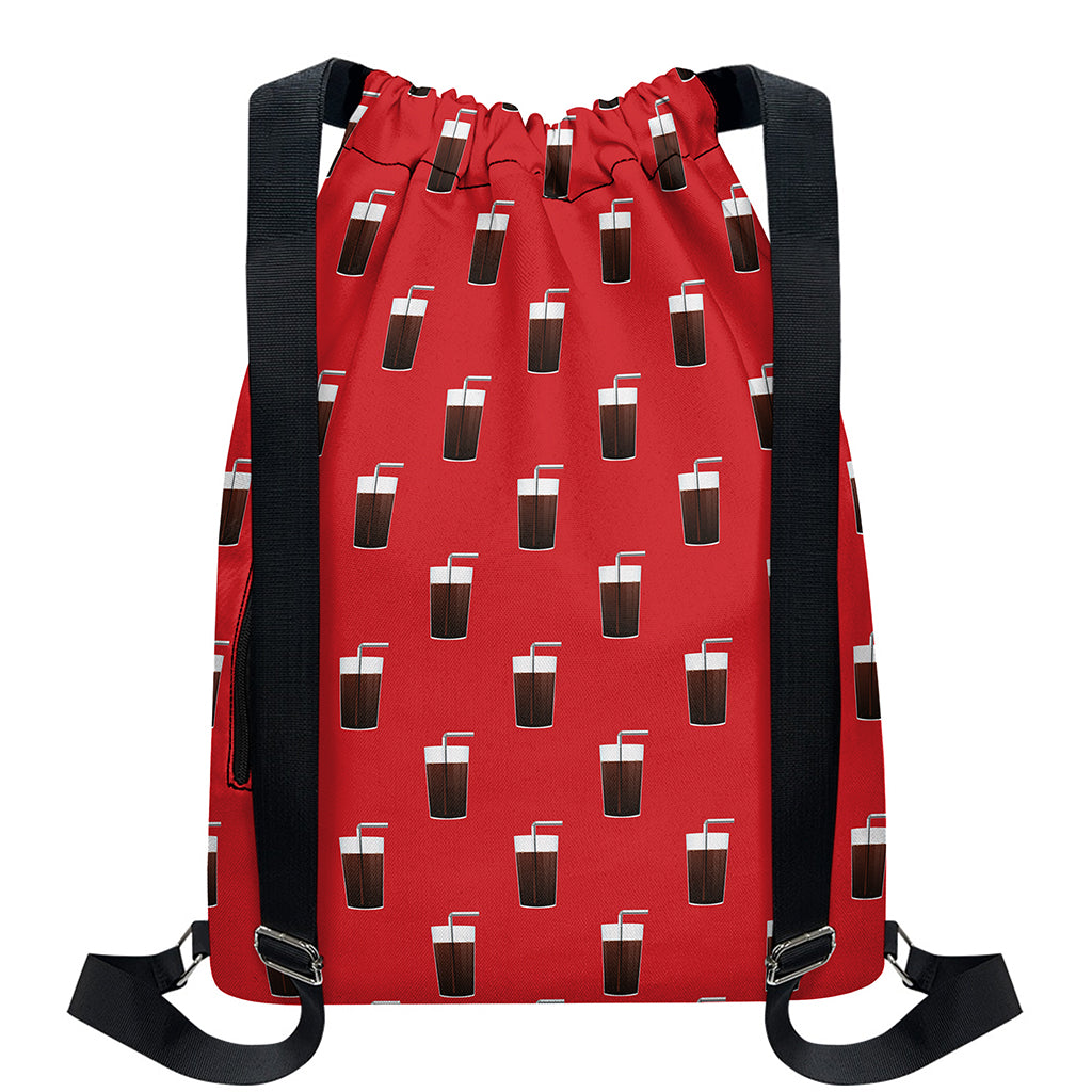 Glass Of Cola Pattern Print Drawstring Backpack