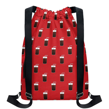 Glass Of Cola Pattern Print Drawstring Backpack
