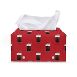 Glass Of Cola Pattern Print Leather Tissue Box Cover