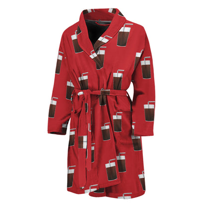 Glass Of Cola Pattern Print Men's Bathrobe