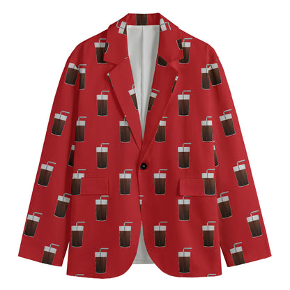 Glass Of Cola Pattern Print Men's Cotton Blazer