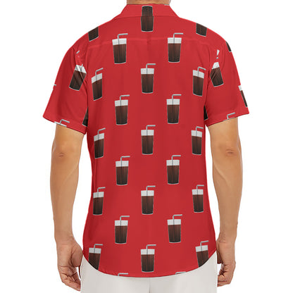Glass Of Cola Pattern Print Men's Deep V-Neck Shirt
