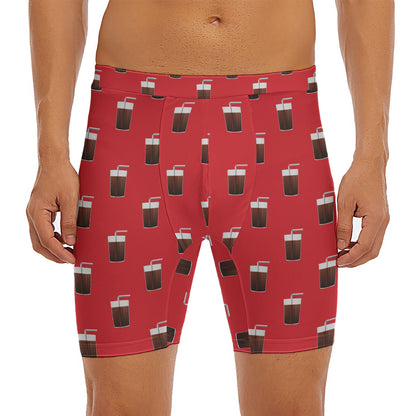 Glass Of Cola Pattern Print Men's Long Boxer Briefs