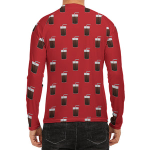 Glass Of Cola Pattern Print Men's Long Sleeve Rash Guard