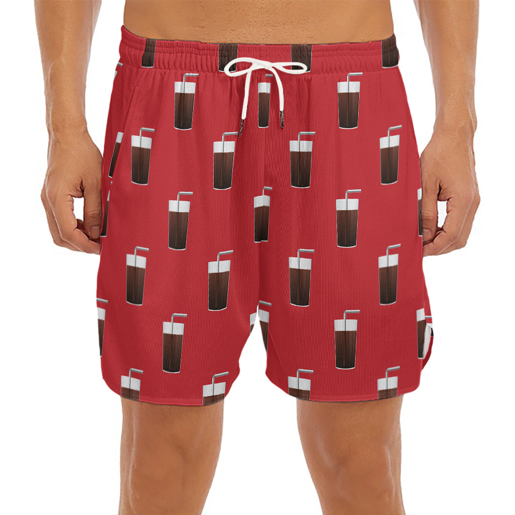 Glass Of Cola Pattern Print Men's Split Running Shorts