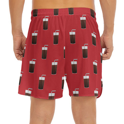 Glass Of Cola Pattern Print Men's Split Running Shorts
