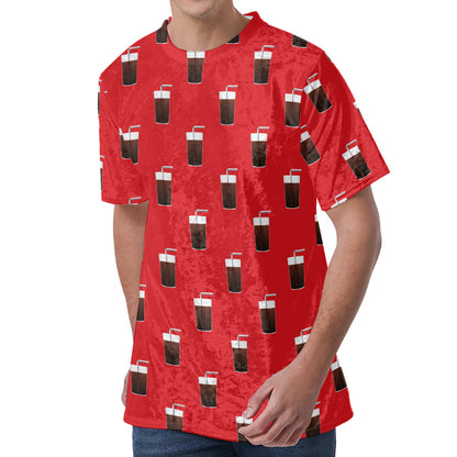 Glass Of Cola Pattern Print Men's Velvet T-Shirt