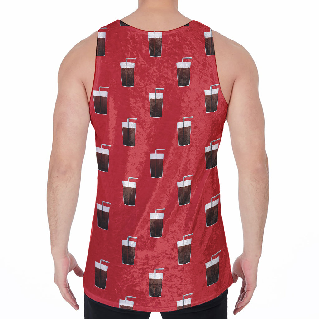Glass Of Cola Pattern Print Men's Velvet Tank Top