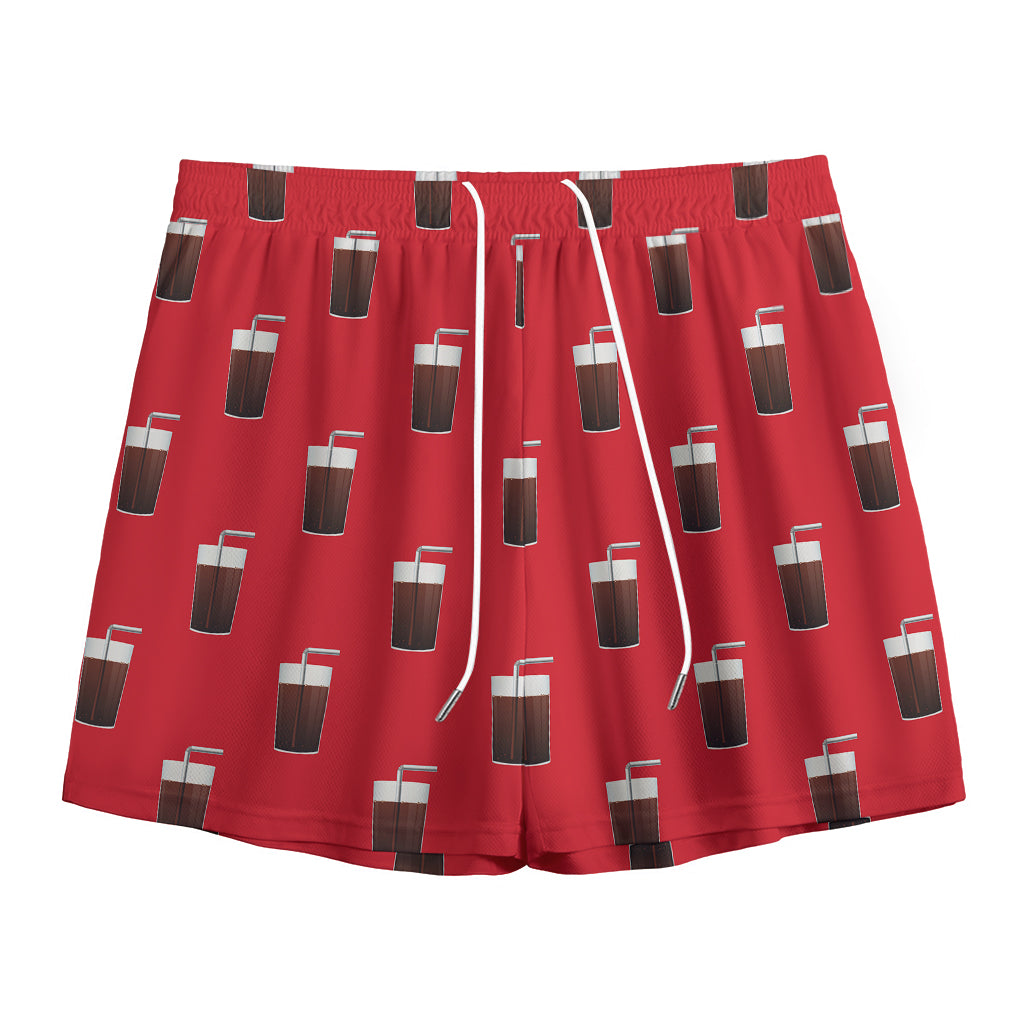 Glass Of Cola Pattern Print Mesh Shorts