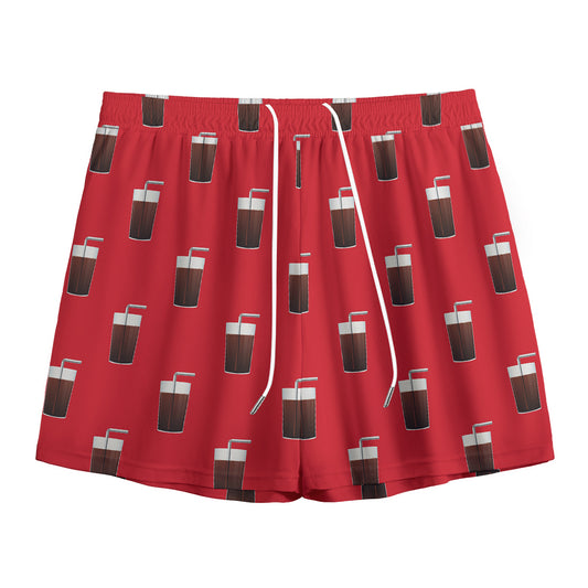 Glass Of Cola Pattern Print Mesh Shorts