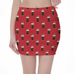 Glass Of Cola Pattern Print Pencil Mini Skirt