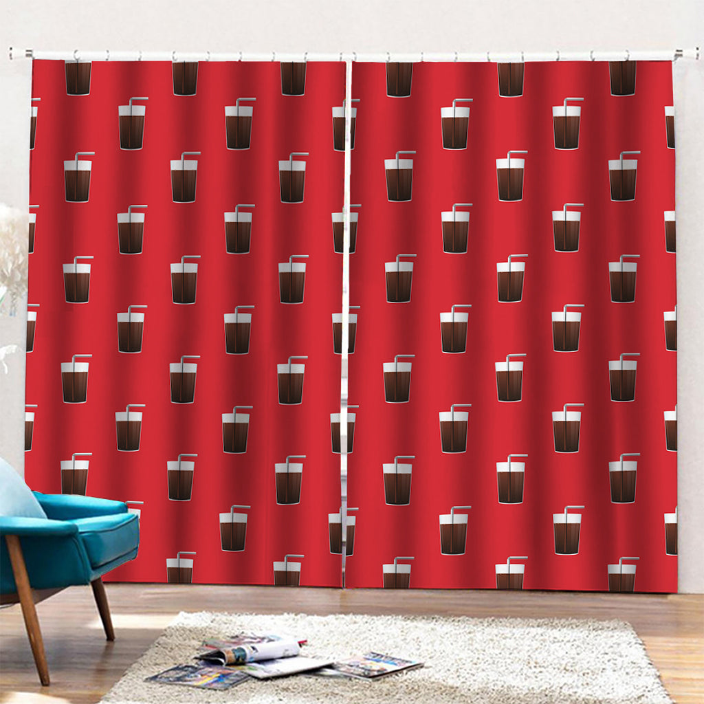 Glass Of Cola Pattern Print Pencil Pleat Curtains
