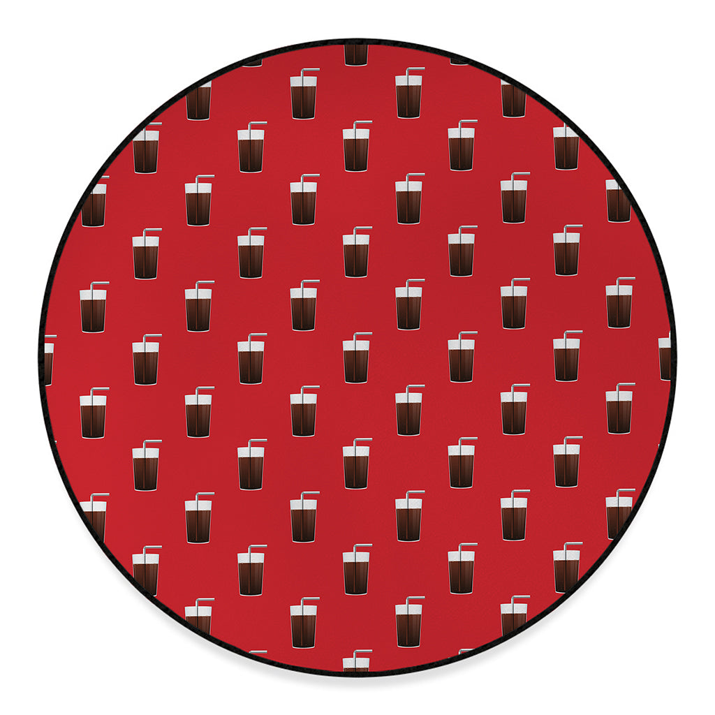 Glass Of Cola Pattern Print Round Floor Mat