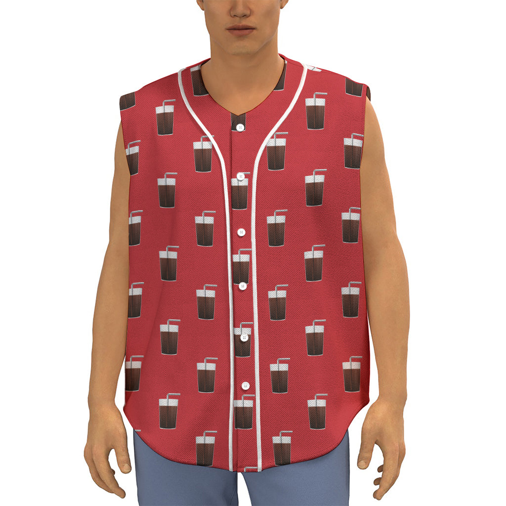 Glass Of Cola Pattern Print Sleeveless Baseball Jersey